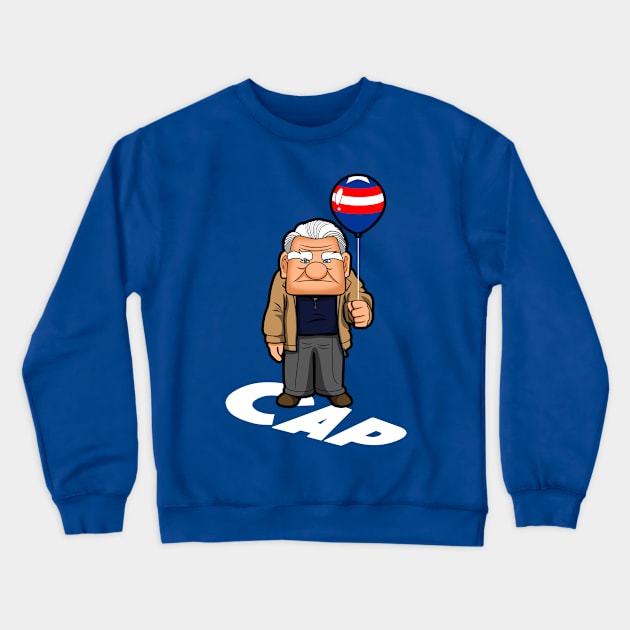 Cap Up Movie Old Man Superhero Captain Funny Parody Crewneck Sweatshirt by BoggsNicolas